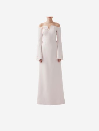 Heva Couture Powder Off Shoulder Full Length Dress